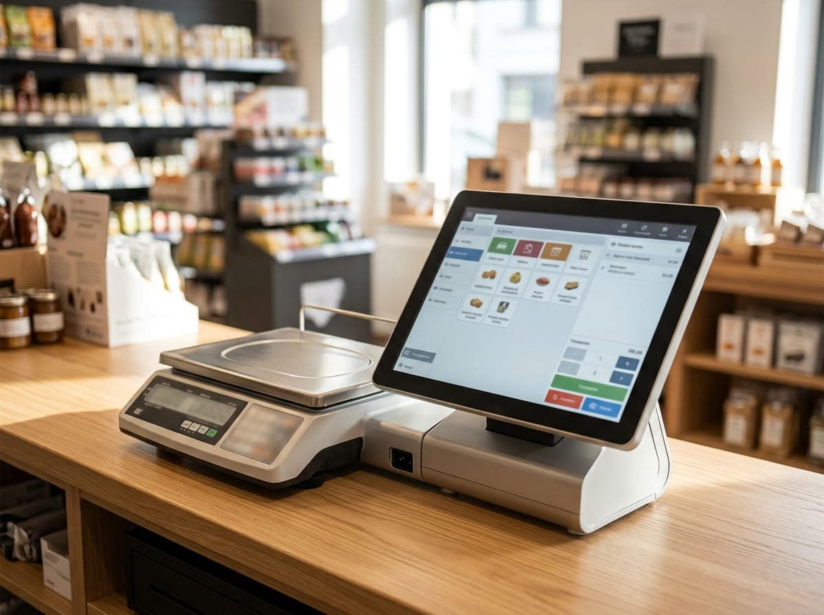 Waga zintegrowana z terminalem POS na stanowisku sprzedaży