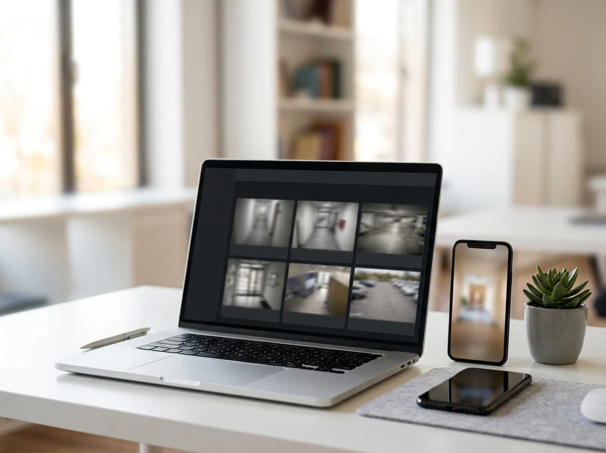 Podgląd monitoringu sklepu na laptopie i telefonie