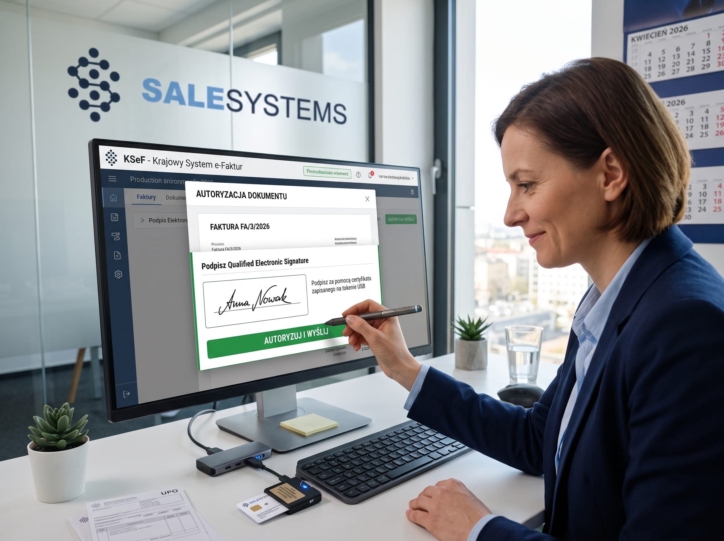 Przedsiębiorca autoryzujący się podpisem elektronicznym w systemie KSeF na komputerze